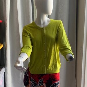 kate spade Chartreuse Button-Front Women's Cardigan size large
